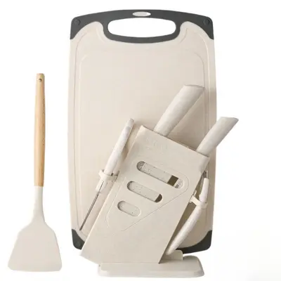 Yangjiang Kitchen Knife and Cutting Board 2-in-1 Set, Stainless Steel