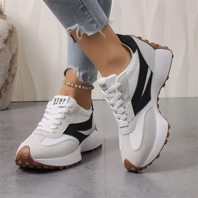 Damen Retro Dad-Schuhe mit dicker Sohle, Plateau-Freizeitsneaker