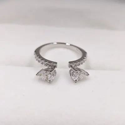 925 Sterling Silver 4 Carat Marquise Moissanite Ring for Women, Stackable - 9