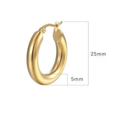 European and American Minimalist 18K Gold-Plated Circle Earrings for Women INS Style Geometric Stainless Steel Jewelry Wholesale INS Style Bestseller