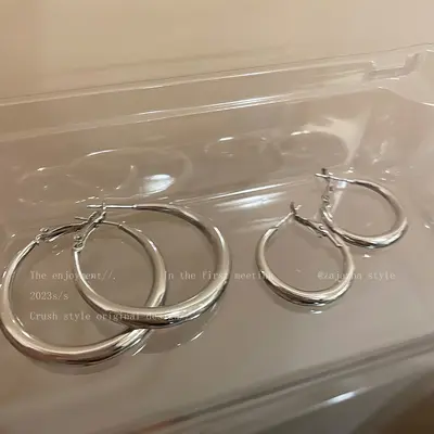 S925 gümüş halka küpe, kadın, minimal tasarım - 3