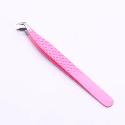 Factory supplies pink embossed fiber-tipped tweezers, fiber tips, high-precision serrated eyelash extension tweezers. - 7