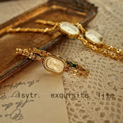 LSVTR vintage gold women's watch with mini bracelet