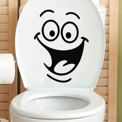 Smiley Face Toilet Sticker, Waterproof, Removable