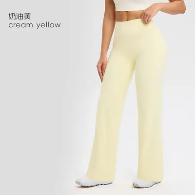 Damen-Yogahose, lang, hohe Taille, gerades Bein, locker geschnitten - 9