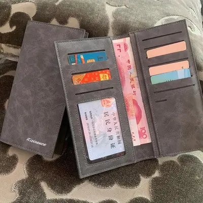 Herren-Langbörse, extra dünn, mit mehreren Kartenfächern, Retro-Leder - 5