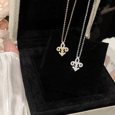 S925 silver peony necklace with zircon, clavicle chain