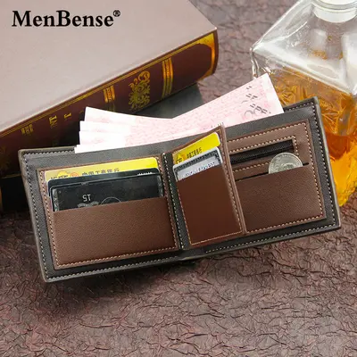 MenBense Men's Short Frosted Wallet with Hinge and Multi-Card Slots - 5