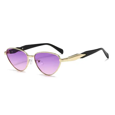 Triangle Cat-Eye Sunglasses, Metal Frame, UV Protection, Korean Style - 10