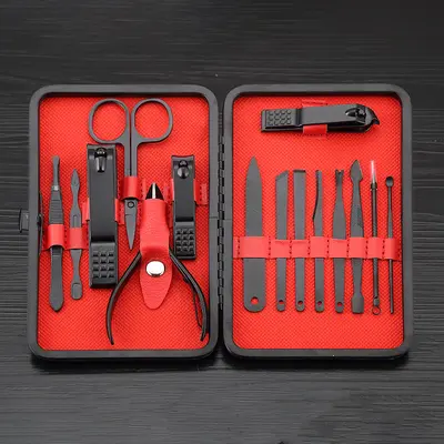 Maniküre- und Pediküre-Set, 18 Teile, schwarz - 9