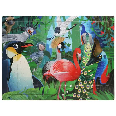 Ahşap 80 Parça Puzzle, Karikatür Dinozor ve Hayvanlar - 11