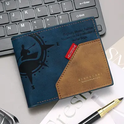Men's Short Wallet, Retro Style, Multi-Card Slots, Zipper Coin Pocket - 7