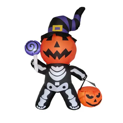 Aufblasbare Halloween-Kürbis-Totenkopf-Geister-Dekofigur mit Beleuchtung