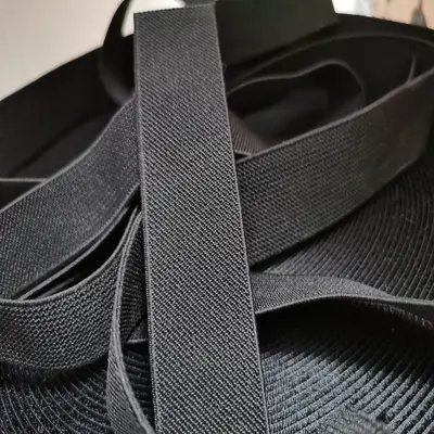 Düz Dokuma Lastik Şerit 2cm ve 25mm, Siyah-Beyaz, Dikişsiz
