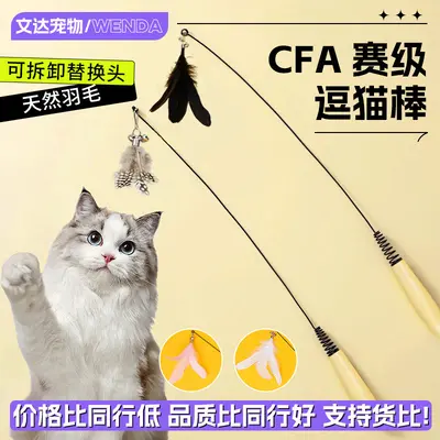 CFA Show-Grade Cat Toy Teaser Wand Long Rod Replacement Head Cat Toy Chew-Resistant Self-Play Pet Supplies Wholesale - 2