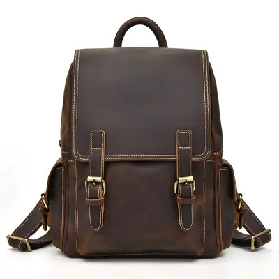 Crazy Horse Leather Vintage Backpack, Genuine Leather, Unisex