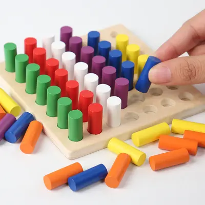 Montessori erken eğitim eğitici çocuk renk düzenlemesi el-göz koordinasyonu ince motor eğitimi duyusal entegrasyon sopa oyuncak - 4