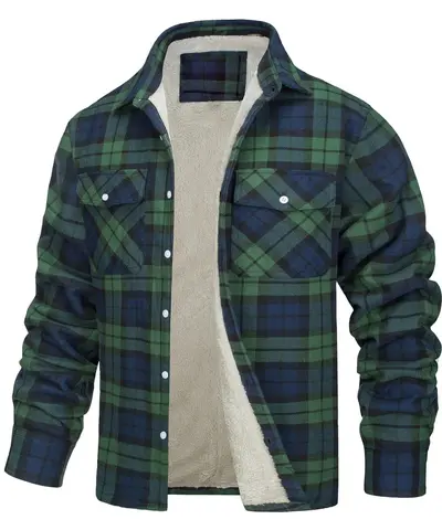 Herrenjacke mit Fleecefutter, Karomuster, lockere Passform - 13