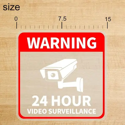 CCTV Kamera Uyarısı Kırmızı Su Geçirmez Vinil Etiket - 3