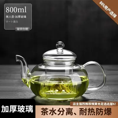 High Borosilicate Glass Teapot Set, Open Flame Safe, With Filter - 8