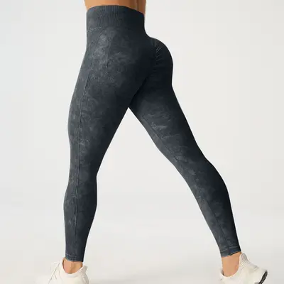 Women's Seamless Peach Hip Yoga Pants, Tummy Control High Waist Fitness Leggings - 8
