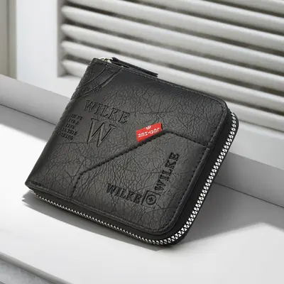 Men's Short Bifold Wallet with Multiple Card Slots and Coin Pocket - 3