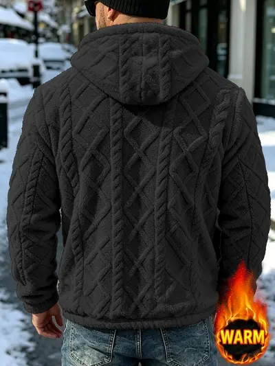 Erkek Kış Kapüşonlu Sweatshirt, Kalın Astarlı, Yumuşak Polar, Bol Kesim