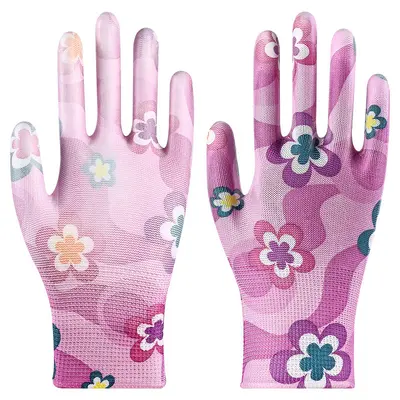 Non-Slip PU-Coated Palm Work Gloves with Dipped Rubber - 8