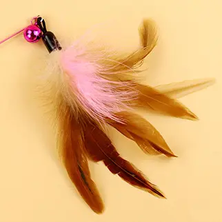 Cat teaser wand toy with two-color feathers, high durability, 6 pcs - 8