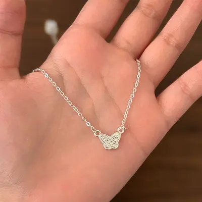 S999 Sterling Silver Gardenia Necklace Sweet Floral - 11