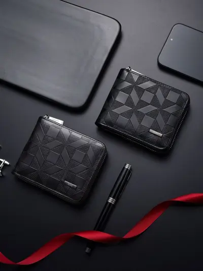 2026 Men's Wallet, Diamond Pattern, Short Zipper - 6
