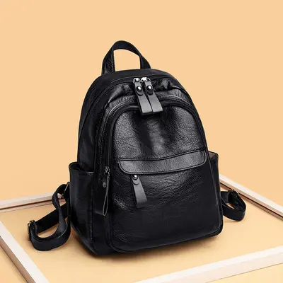 Women's backpack, soft leather, Korean style