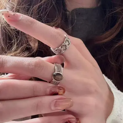 Lüks kaplan gözü taşı açık yüzük, zeigefinger - 3