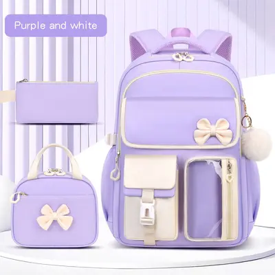 Amazon Best-selling High-capacity Bow Tie Three-piece Set Schoolbag for Girls, Junior and Senior High School and College Students, Backpack - 12