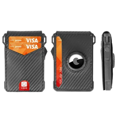 RFID Blocking Men's Genuine Leather Card Holder with Metal Pop-Up Mechanism