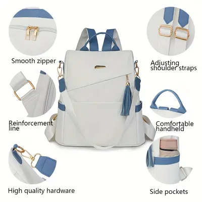 Women's Anti-Theft Backpack 2025 New Fashion Soft Leather Dual-Purpose Large Capacity Travel Backpack Lightweight Daily School Bag - 5