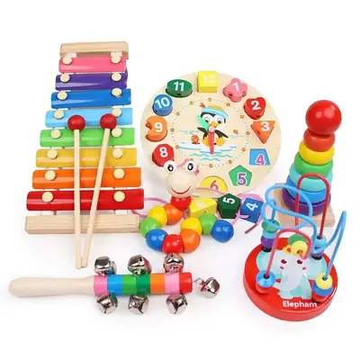 Frühpädagogische Lernspielzeuge für Kinder, Holzmusikspielzeuge für Babys, Orff-Musikinstrumente, Holzinstrumentenset, pädagogische Spielpuzzles. - 13