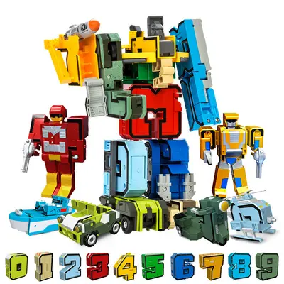 Children's Digital Transforming STEM Building Set Car Toy, Robot for Boys