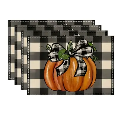 Halloween Element Patterned Printed Table Mat Ghost Festival Atmosphere Table Decoration Linen Placemat Tablecloth Insulation Mat