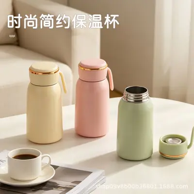 300 ml mini paslanmaz çelik termos bardak, 316 çelik, taşıma halkalı - 3