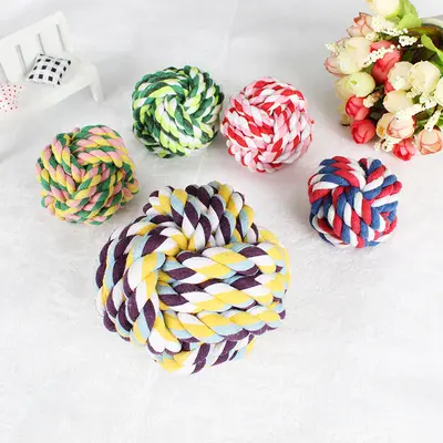 Cotton Rope Dog Toy Chew-Resistant Knotted - 5