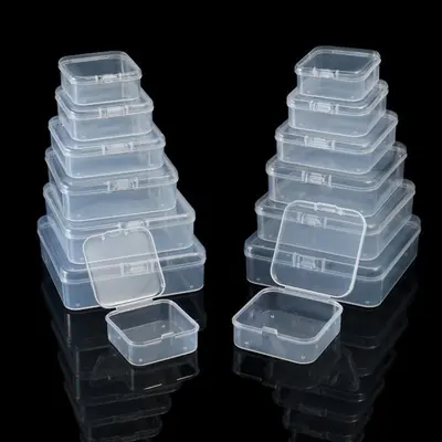 Kare PP plastik kutu, kare yarı şeffaf ambalaj kutusu, parçalar, takılar ve boncuklar için kapaklı küçük kap. - 3