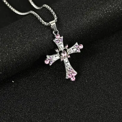 Men's Hip-Hop Alloy Cross Necklace, Sweater Chain