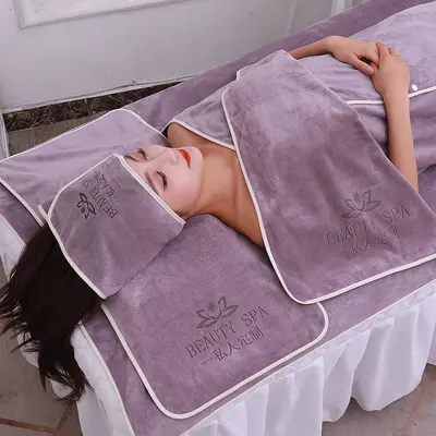 Schönheitssalon-Handtuch-Set mit Kopfwickeltuch und Bettauflage-Handtuch