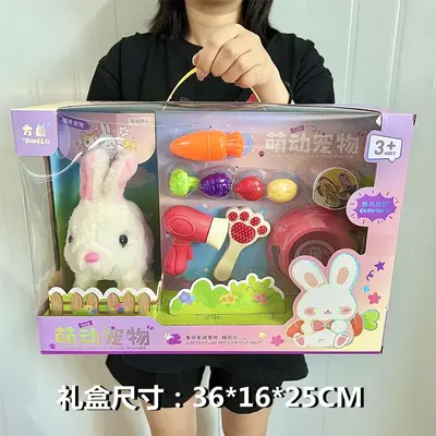 儿童玩具宠物狗狗兔子猫咪宠物屋电动行走会叫毛绒公仔幼儿园礼盒 - 7