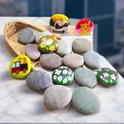 Cross-border hand-painted stone painting DIY handmade materials painted pebble pattern stone painting flat stone set wholesale