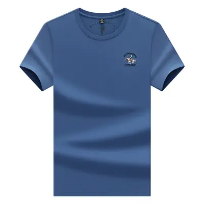 Pure Cotton Men's Round Neck Short Sleeve Loose Fit T-Shirt - 10