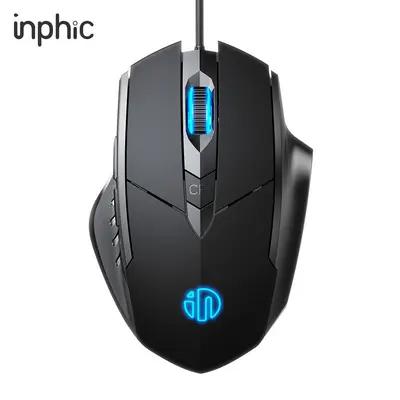 INPHIC W1 sessiz kablolu mouse e-spor oyun mouse'u altı tuşlu iş ofis aydınlatmalı ev kullanımı