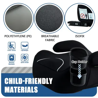 Kindersitzerhöhung 125~150 cm Kindersicherheitssitz Sitzerhöhung Isofix tragbar einfach Auto Babysitzerhöhung Sicherheitssitz