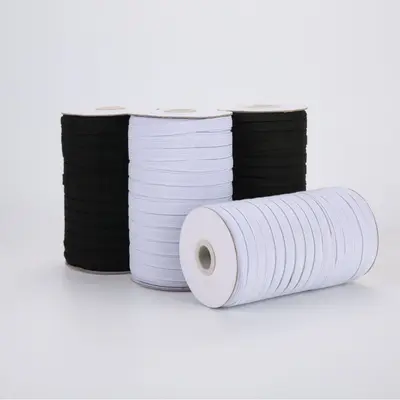 Black and White Flat Latex Elastic Band for Cuff Sleeves - 6